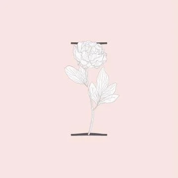 Vector Blooming Floral Initial I Monogram and Logo Stock Illustration