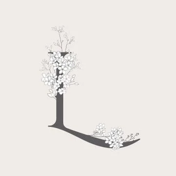 Vector Blooming Floral Initial L Monogram and Logo Stock Illustration