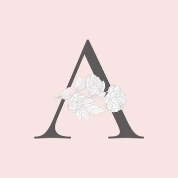 Vector Blooming Floral Initial A Monogram and Logo Stock Illustration
