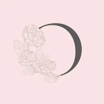Vector Blooming Floral Initial O Monogram and Logo Stock Illustration