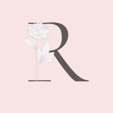 Vector Blooming Floral Initial R Monogram and Logo Stock Illustration