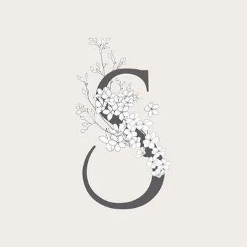 Vector Blooming Floral Initial S Monogram and Logo Stock Illustration