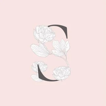 Vector Blooming Floral Initial S Monogram and Logo Stock Illustration