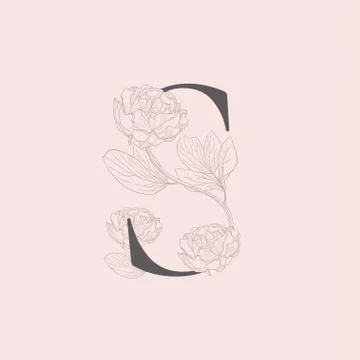 Vector Blooming Floral Initial S Monogram and Logo Stock Illustration