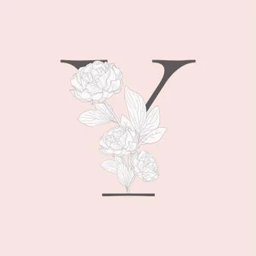 Vector Blooming Floral Initial Y Monogram and Logo Stock Illustration