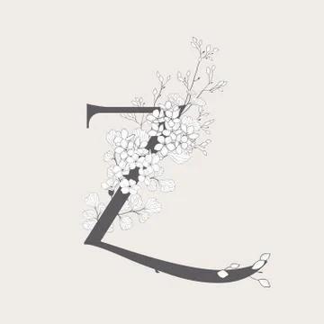 Vector Blooming Floral Initial Z Monogram and Logo Stock Illustration
