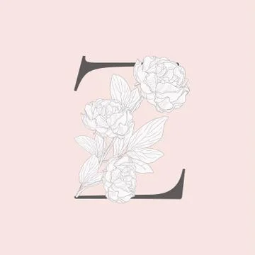 Vector Blooming Floral Initial Z Monogram and Logo Stock Illustration
