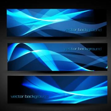 Vector blue abstract banner set 2 Stock Illustration