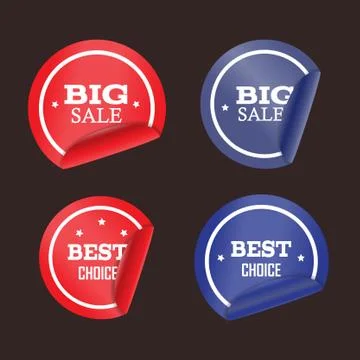 Vector blue and red stickers with curled edge Stock Illustration