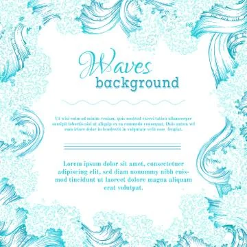 Vector blue and white waves background. Stock Illustration