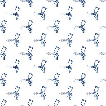 Vector Blue Auto Paint Spray Gun geometric outline seamless pattern Stock Illustration