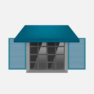 Vector blue awning on window Stock Illustration
