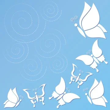 Vector blue background with butterflies Illustration