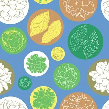 Vector blue background with circles decorated with Jasminum sambac or Arabian Stock Illustration