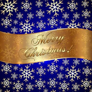 Vector Blue Background with Snowflakes and Greeting Stock Illustration