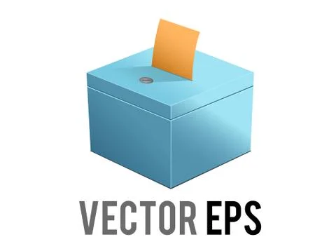 Vector blue ballot box icon with slot, casting vote and lock Stock Illustration