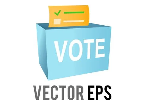 Vector blue ballot box icon with slot, casting vote and lock Stock Illustration