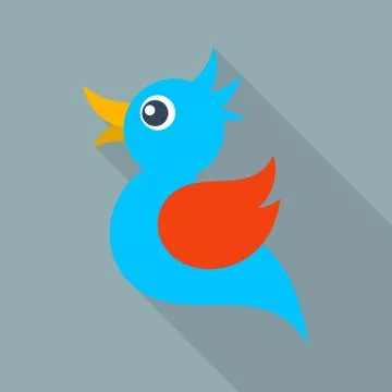 Vector blue bird icon long shadow Illustrazione stock