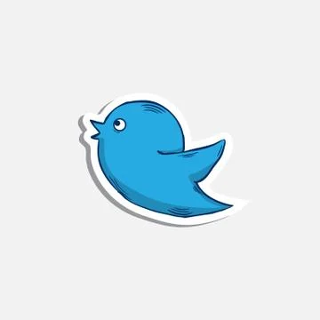 Vector blue  bird icon,sticker Stock Illustration