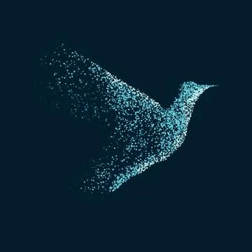 Vector blue bird made from round parcicles. Stock Illustration
