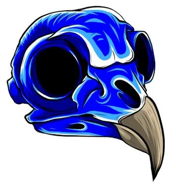 Vector Blue bird Tattoo Skull Illustration graphics art Stock Illustration