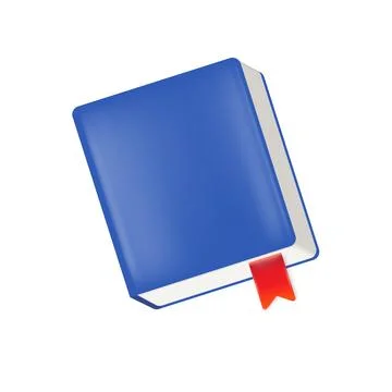 Vector blue book with red bookmark isolated on white background. Blue book sign Stock Illustration