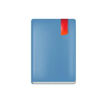 Vector blue book with red bookmark isolated on white background. Blue book sign Stock Illustration