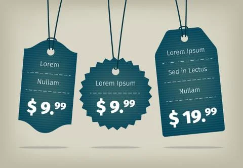 Vector blue cardboard textured pricing tags Stock-Illustration