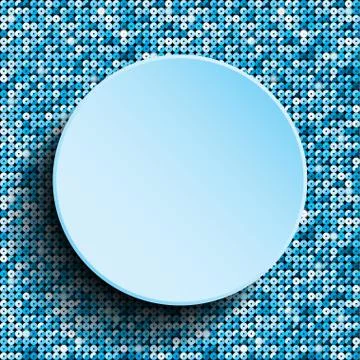 Vector blue circle with blue sequins background. Stock Illustration