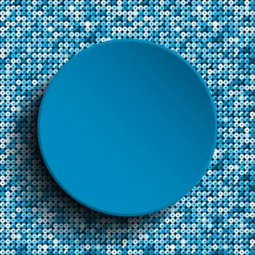 Vector blue circle with blue sequins background. Stock Illustration