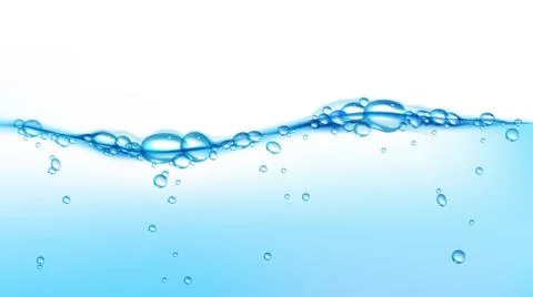 Vector blue clean water wave with air bubbles Stock Illustration