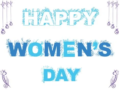 Vector blue decor lettering  Happy Womens day Stock Illustration
