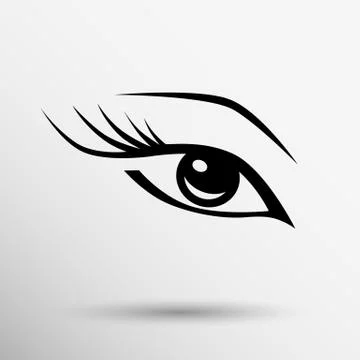 Vector blue eye with long lashes  woman makeup beauty symbol Stock Illustration
