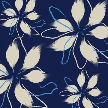 Vector blue Flowers pattern design in vector illustration, seamless vector .. Stock Illustration