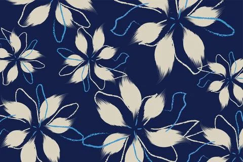 Vector blue Flowers pattern design in vector, texture used for wallpaper. s.. Stock Illustration
