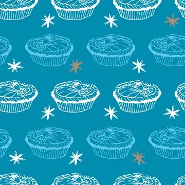 Vector blue fruit tart pastry seamless background repeat pattern. Perfect for 스톡 일러스트