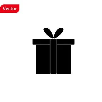 Vector blue gift box icon, christmas present wrapped with a bow Stock Illustration