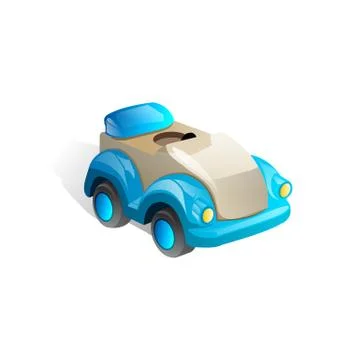 Vector blue glossy car icon. toy car. kids background. Stock Illustration