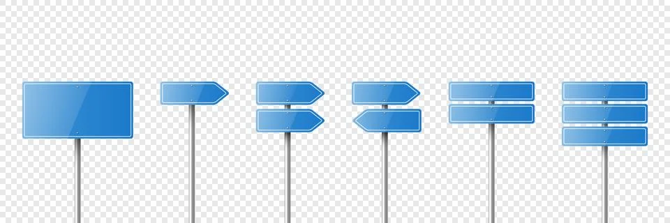 Vector Blue Glossy Warning, Danger Stop Sign Frame Icon Set Isolated. Dangerous Illustration