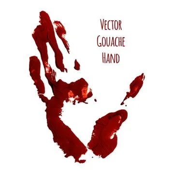 Vector blue greased hand of gouache Stock Illustration