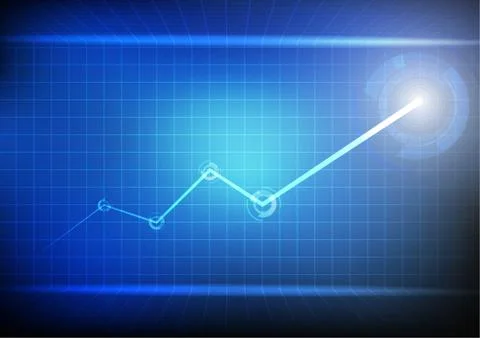 Vector : Blue grid with increasing business graph Illustrazione stock