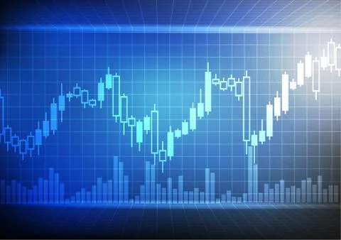 Vector : Blue grid with increasing business graph Stock Illustration