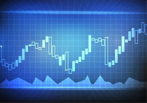 Vector : Blue grid with increasing business graph Illustrazione stock