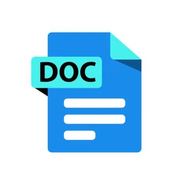 Vector blue icon DOC. File format extension Stock Illustration
