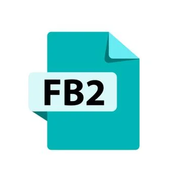 Vector  blue icon FB2. File format extensions icon. Stock Illustration