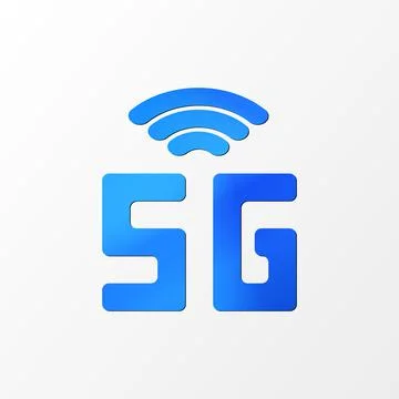 Vector blue icon network sign 5G. 5g internet technology symbol in minimalism Stock Illustration