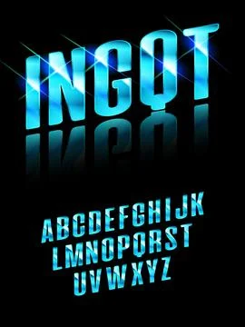 Vector Blue light neon alphabet in dark Stock Illustration