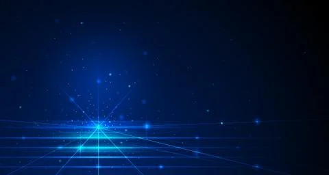 Vector blue lines with sparkle on space and dark blue color background. Stock Illustration