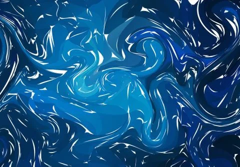 Vector blue marbling liquid pattern. Unique background. Artwork technique. Ve 스톡 일러스트