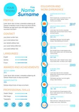 Vector blue minimalist cv template Stock-Illustration